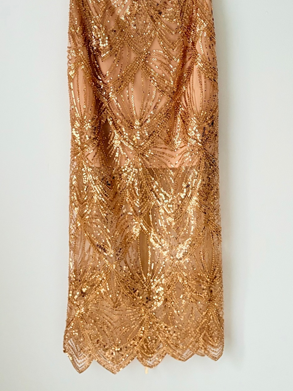 BRONX AND BANCO Giselle Strapless Sequin Midi Dress - Gold Party Cocktail Gown - Picture 13 of 16
